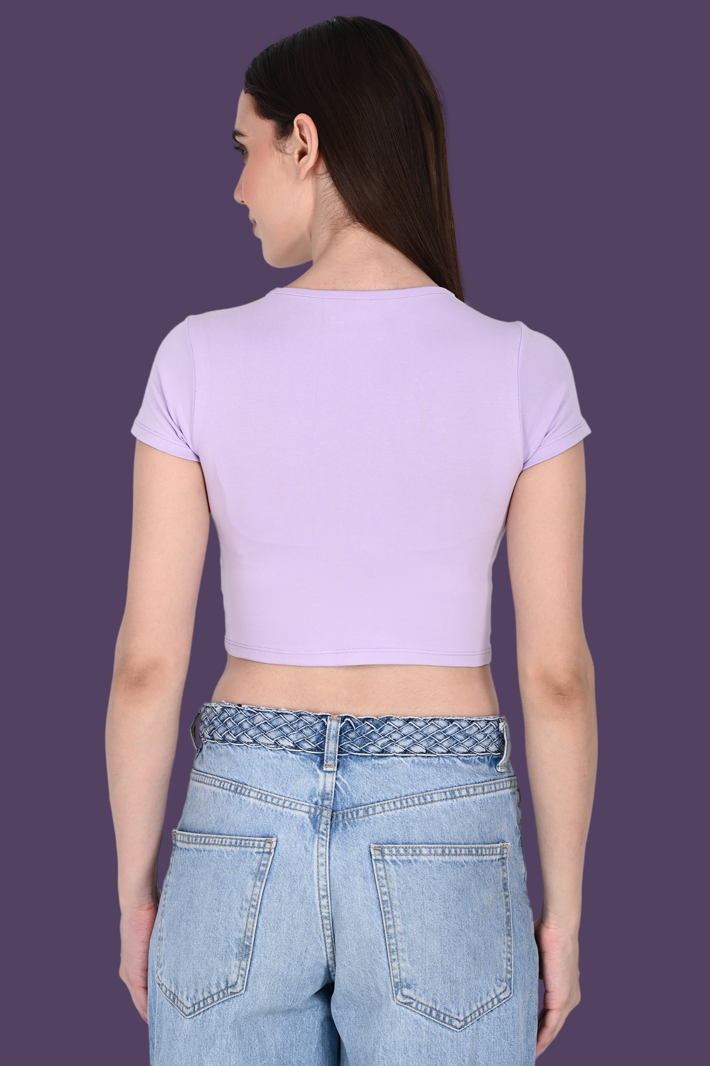 Lavender Fitted Crop Tee for Women
