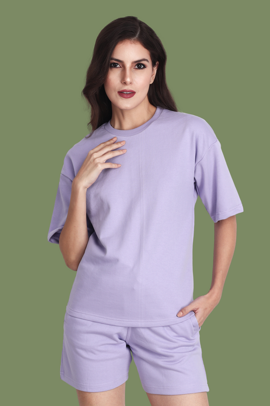 Lavender Unisex Oversized T-shirt & Shorts Co-ord Set - BURBENT®