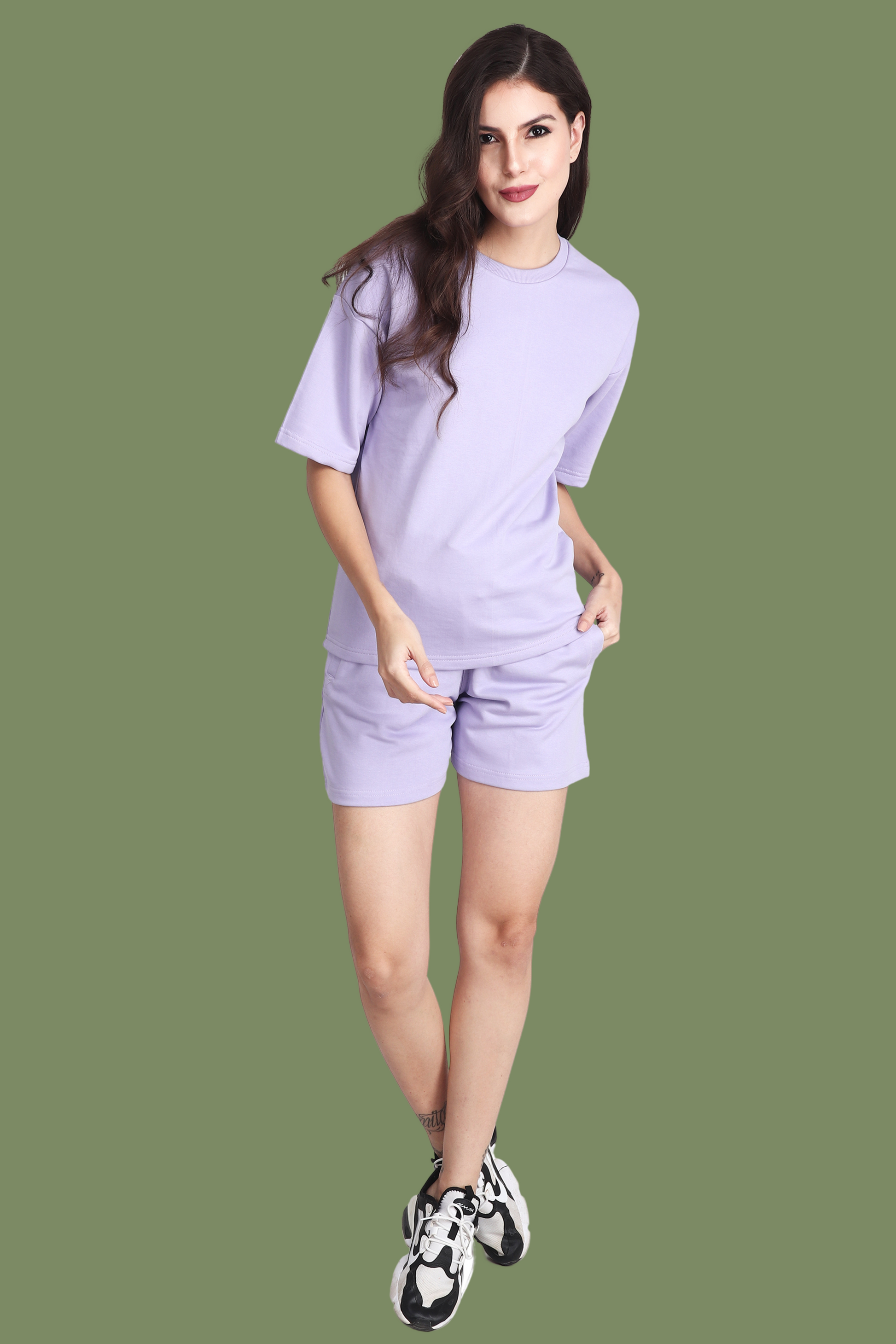 Lavender Unisex Oversized T-shirt & Shorts Co-ord Set - BURBENT®