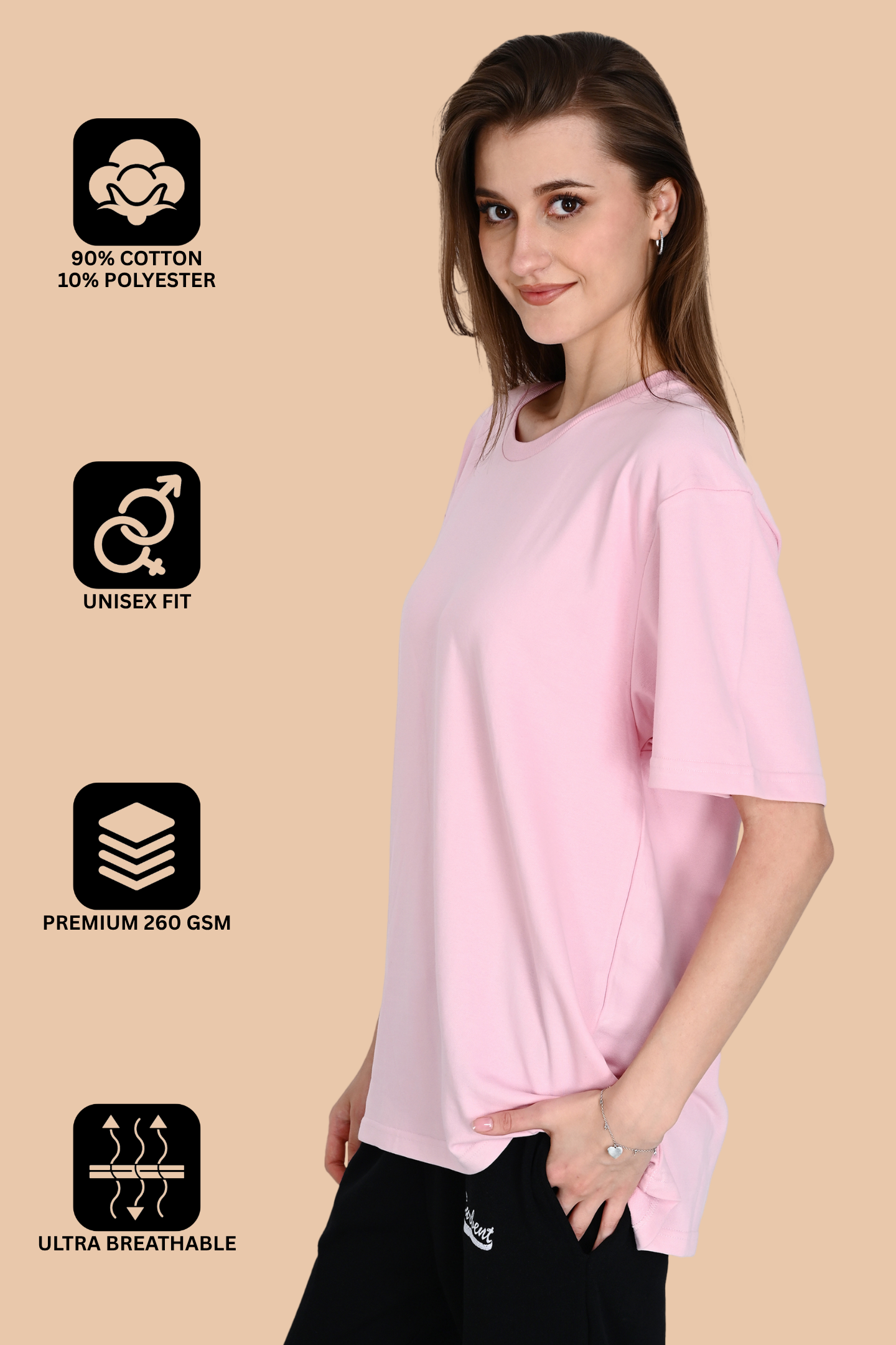 Light Pink Unisex Oversized French Terry T-Shirt