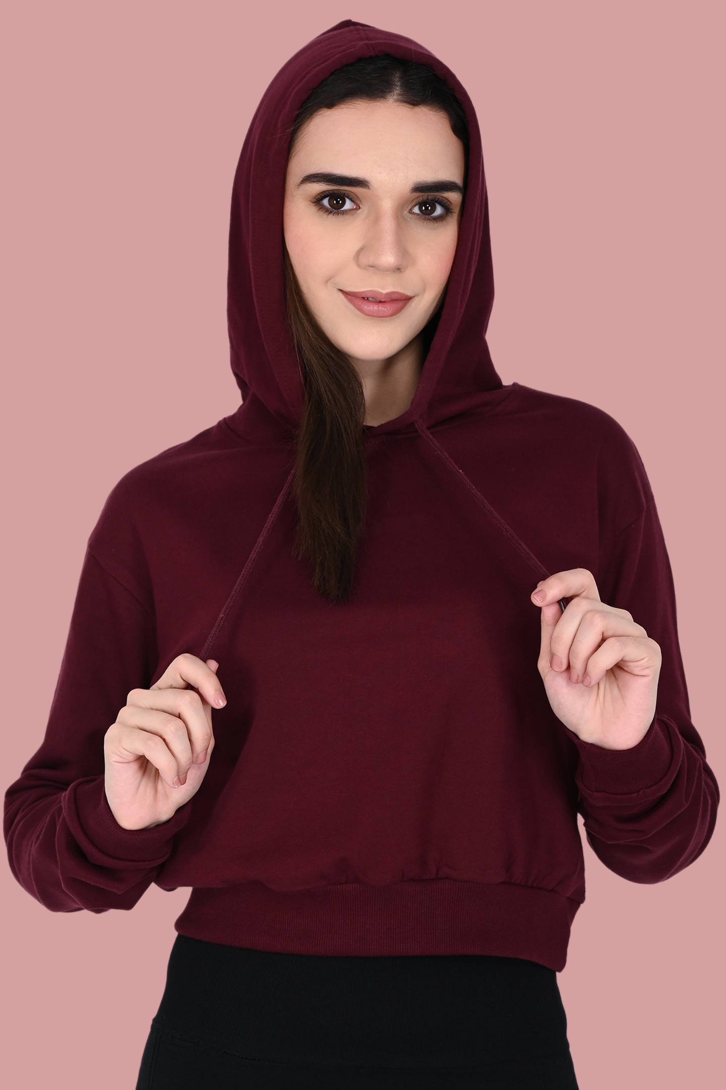 Maroon Crop Hoodie