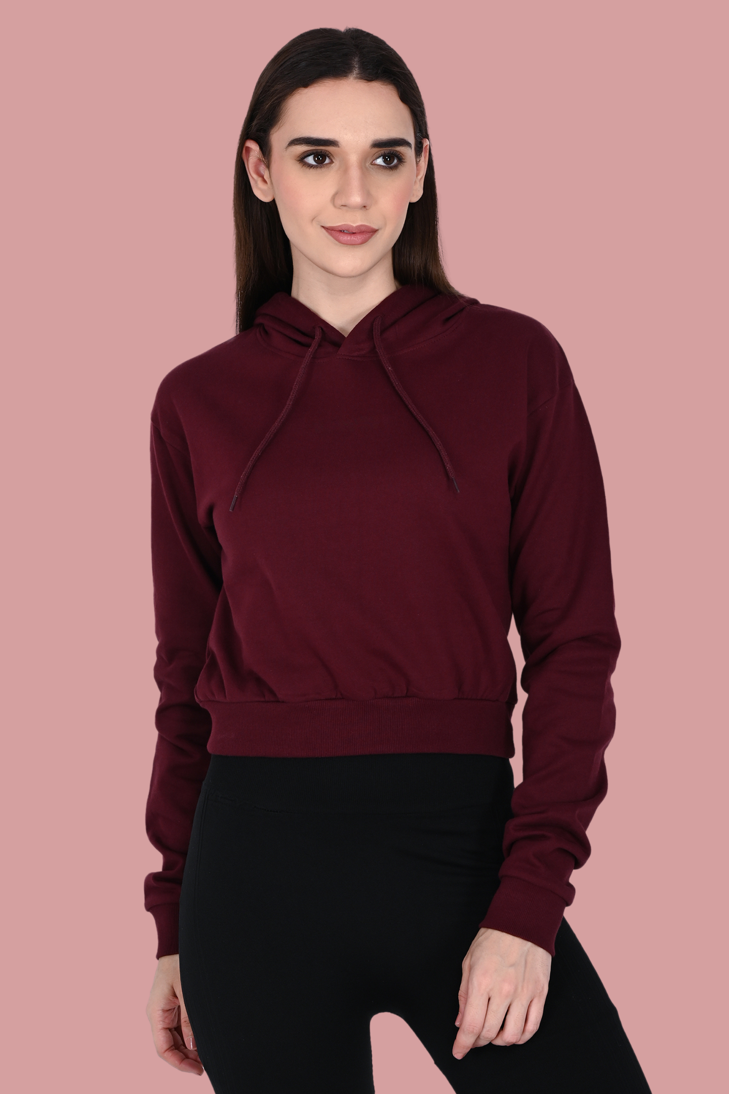 Maroon Crop Hoodie