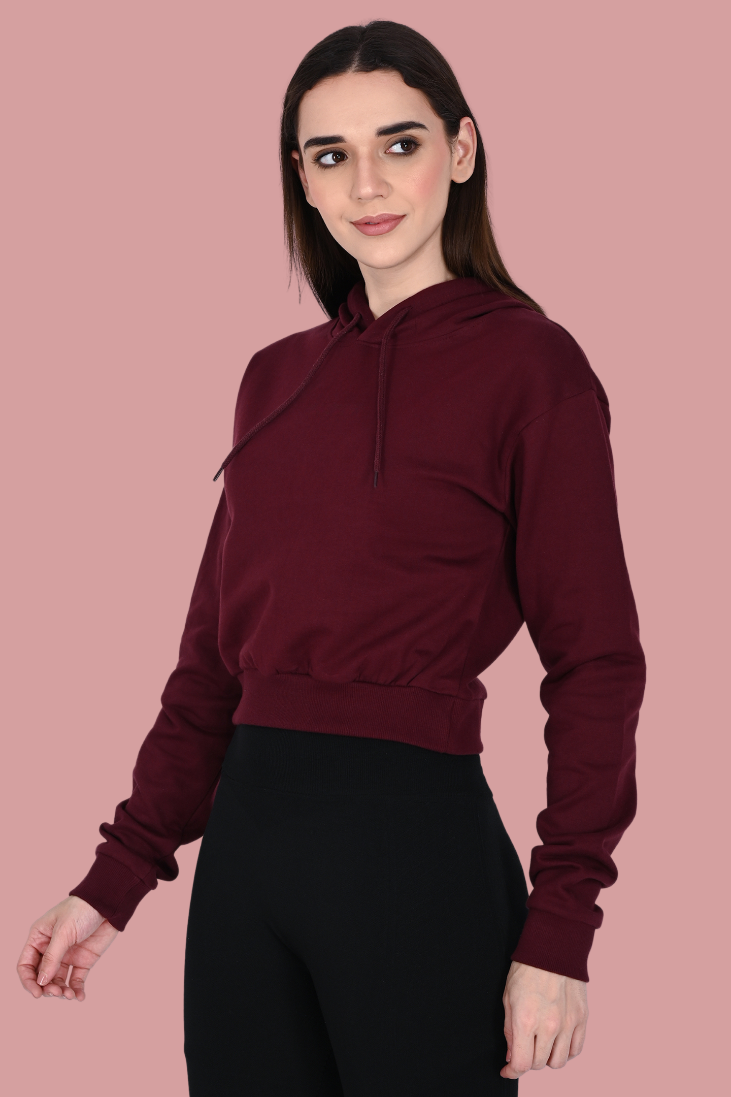 Maroon Crop Hoodie