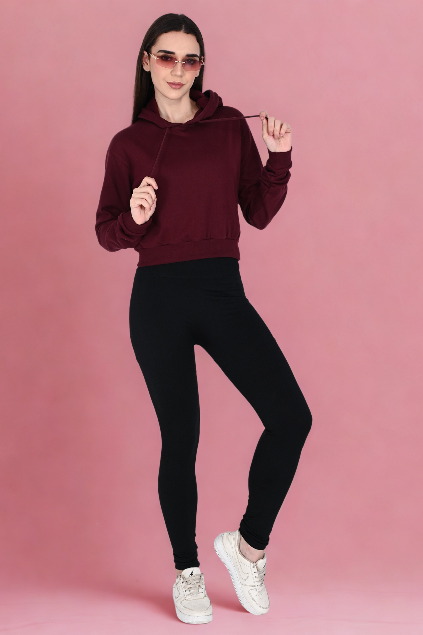 Maroon Crop Hoodie