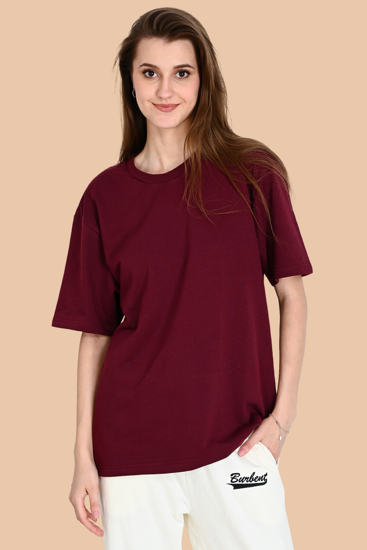 Maroon Unisex Oversized French Terry T-Shirt