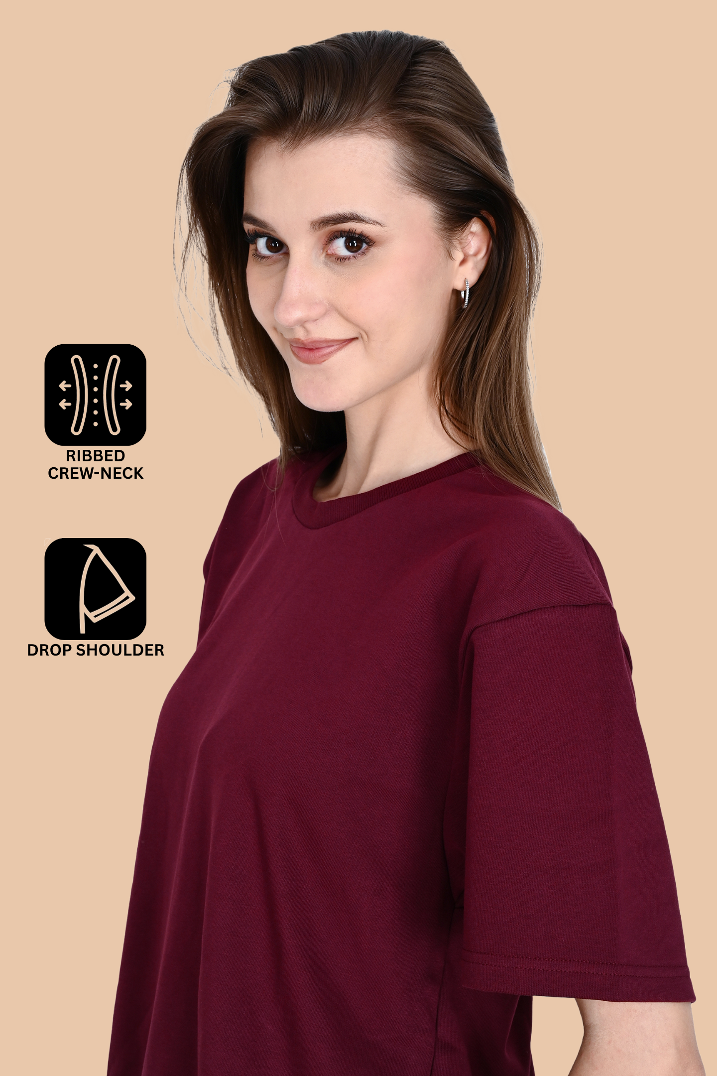 Maroon Unisex Oversized French Terry T-Shirt