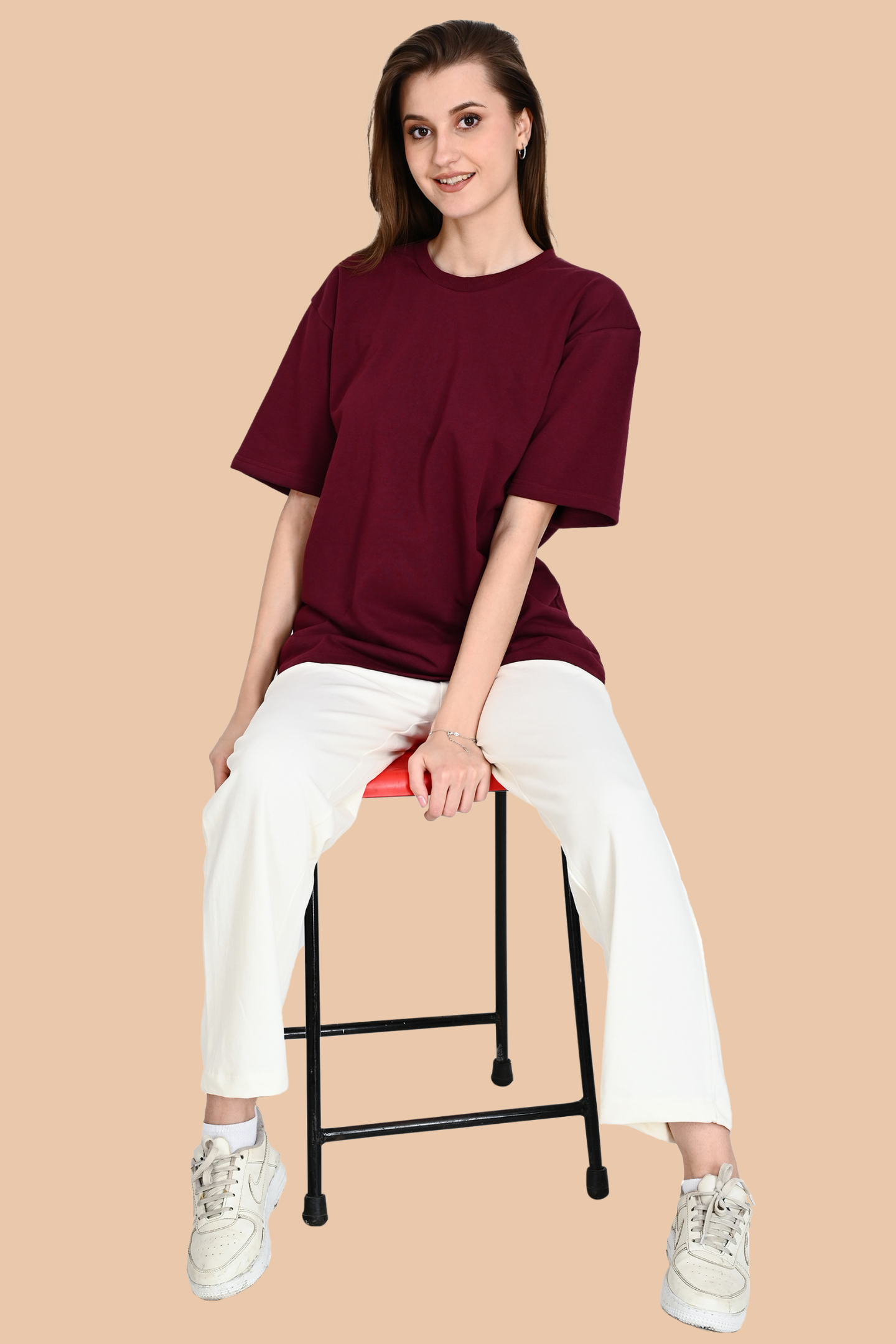 Maroon Unisex Oversized French Terry T-Shirt