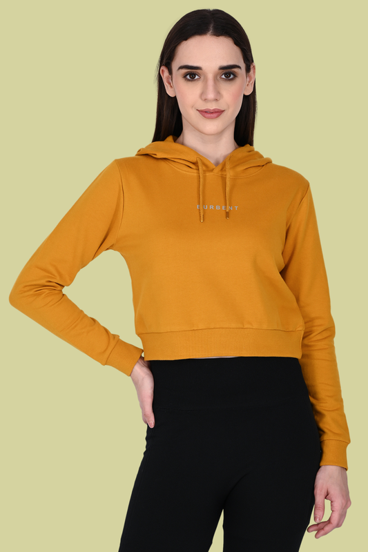 Mustard Yellow Crop Hoodie