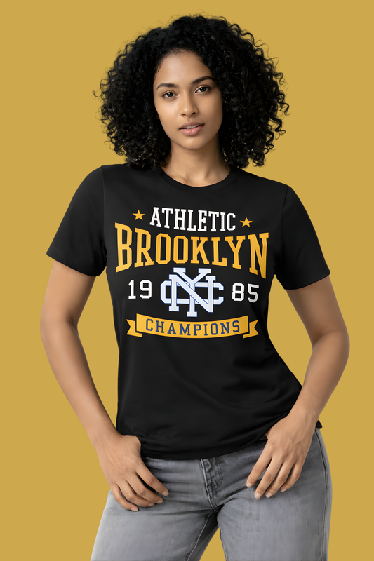 Brooklyn Athletic Champions Graphic Premium Stretch T-Shirt – Black