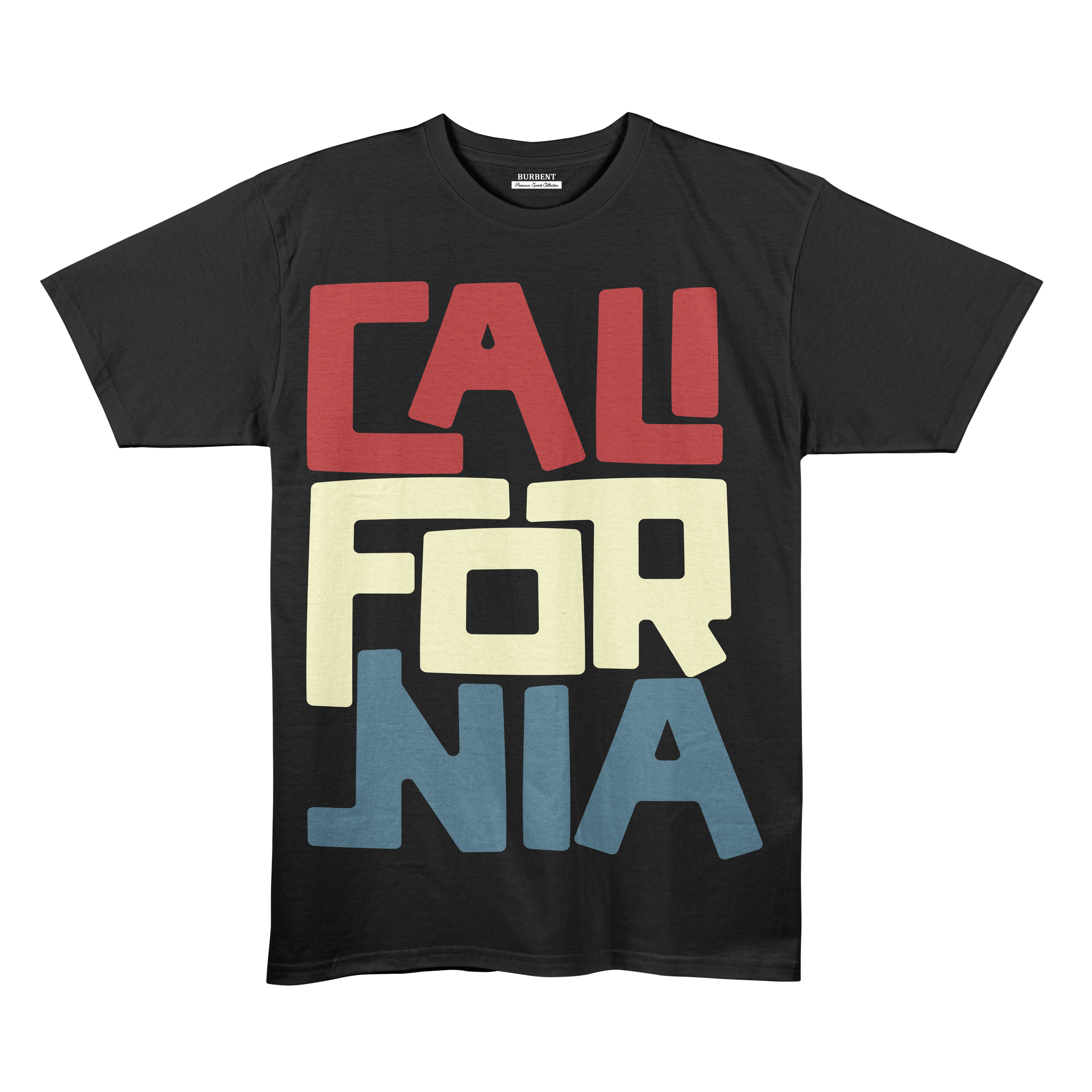 California Bold Block Graphic Premium Stretch T-Shirt – Black