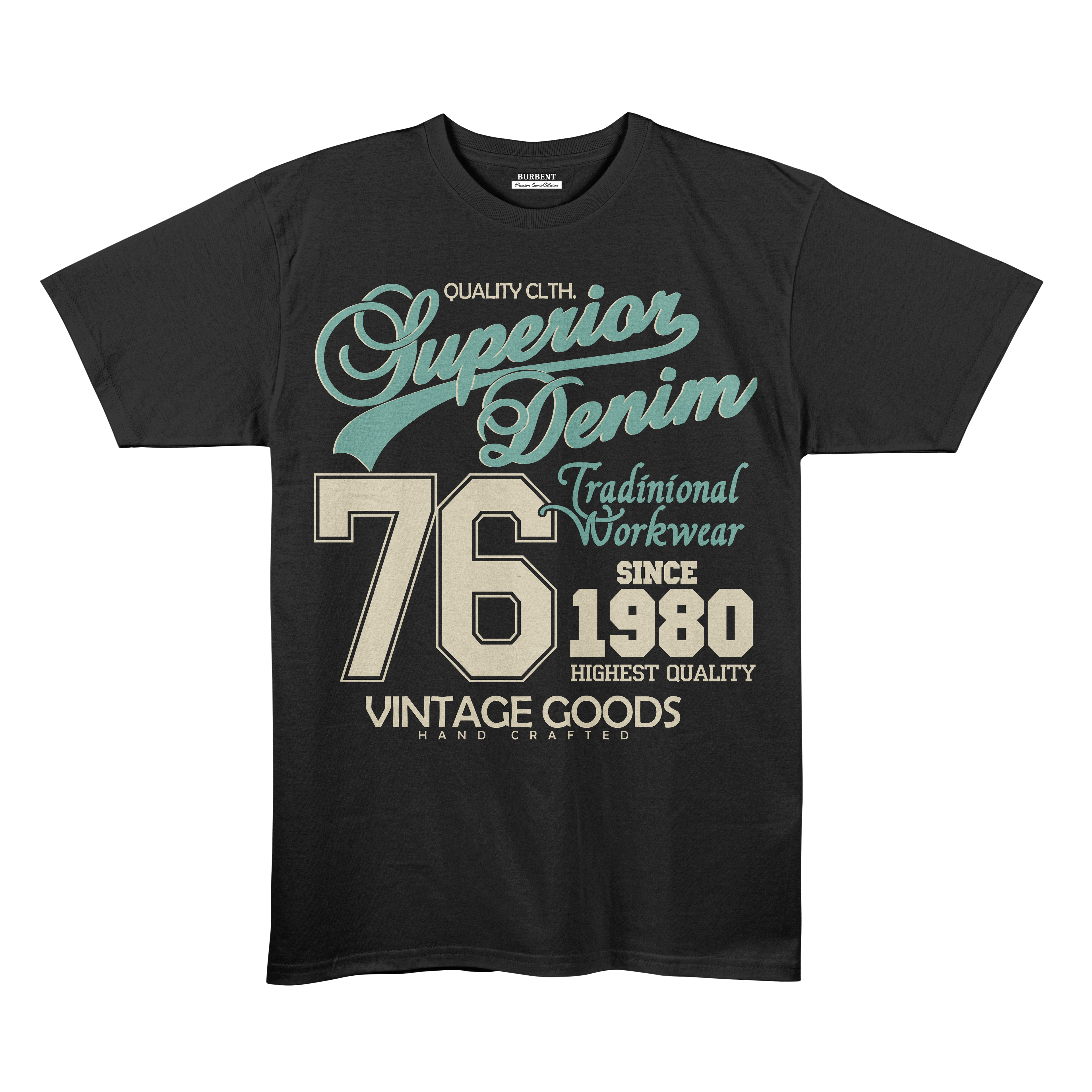 Superior Denim 76 Vintage Workwear Graphic Premium Stretch T-Shirt – Black