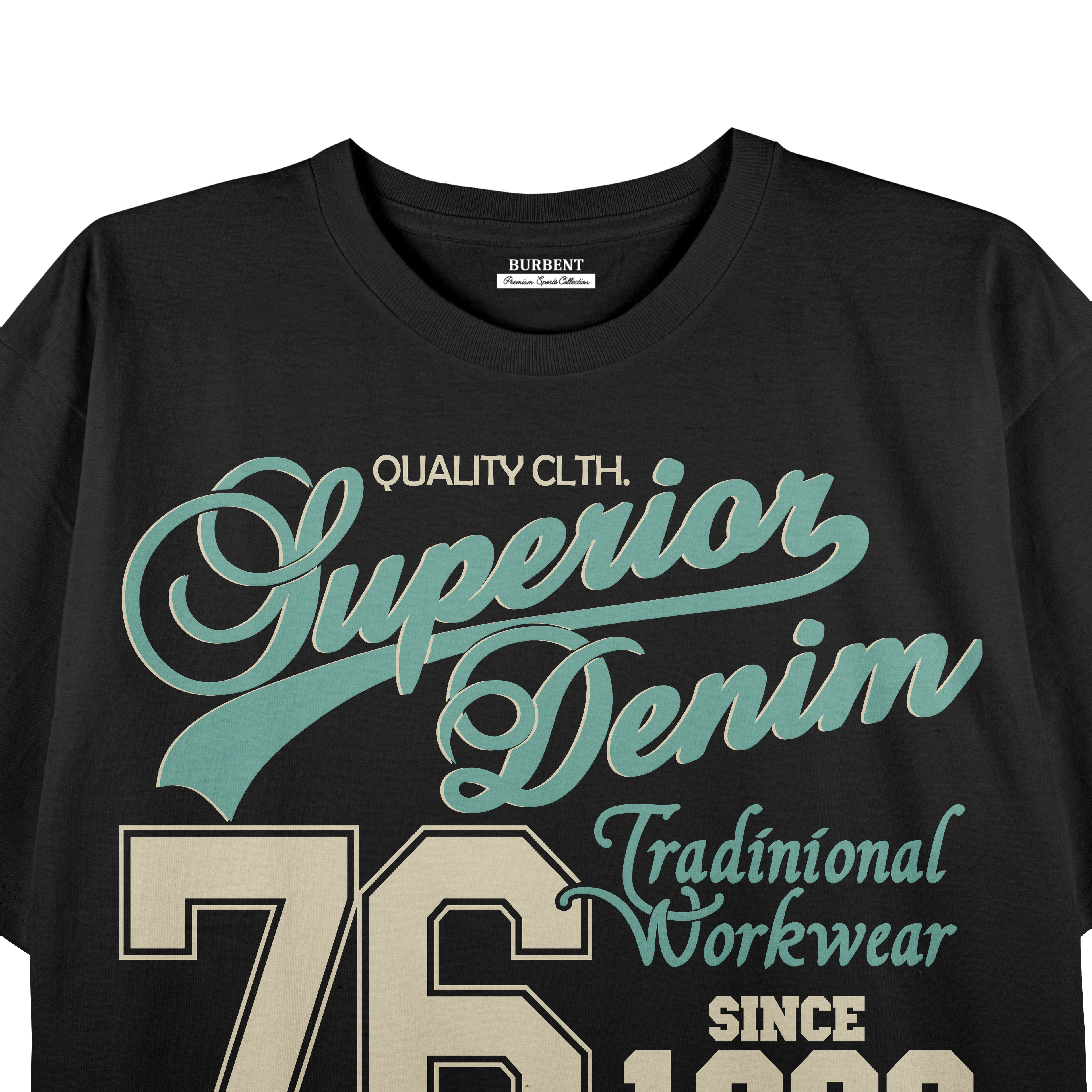 Superior Denim 76 Vintage Workwear Graphic Premium Stretch T-Shirt – Black