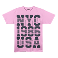 NYC 1986 Urban Varsity Graphic Tee – Light Pink