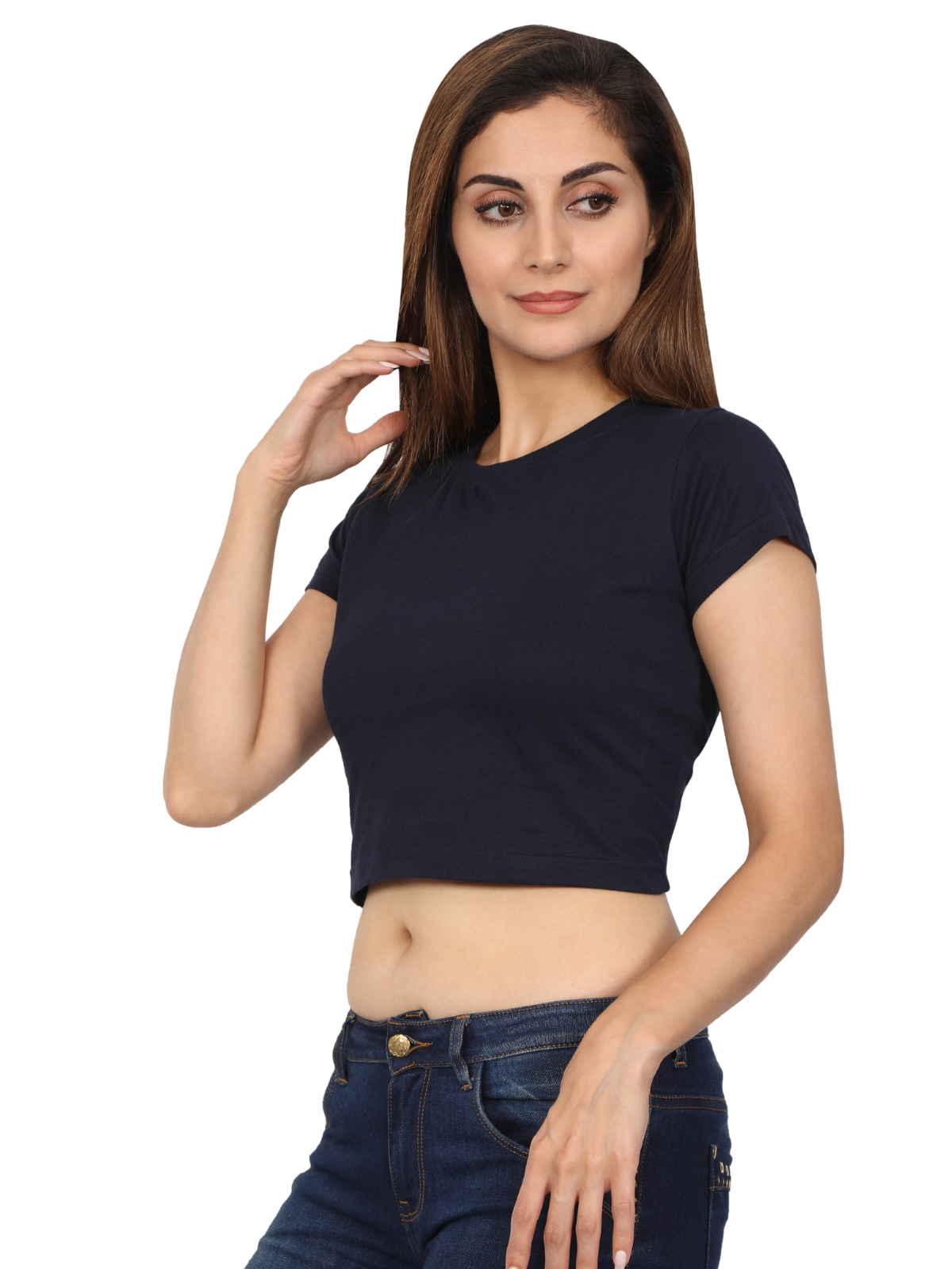 Navy Blue Crop Tshirt for Women - BURBENT®