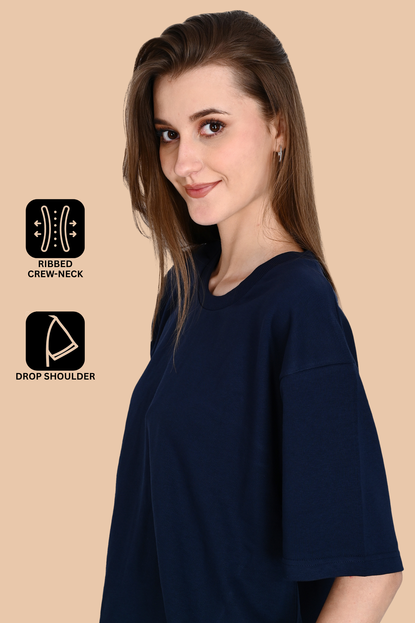 Navy Blue Unisex Oversized French Terry T-Shirt