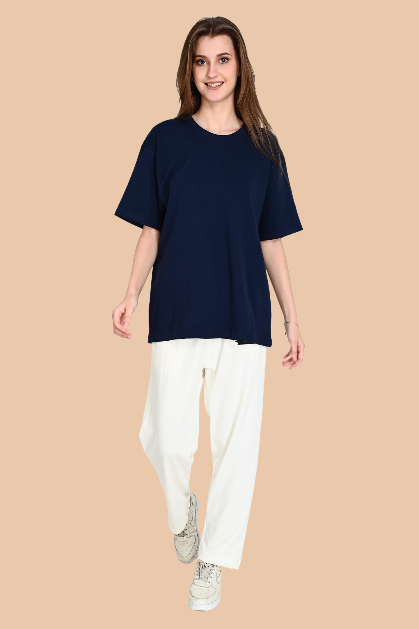 Navy Blue Unisex Oversized French Terry T-Shirt