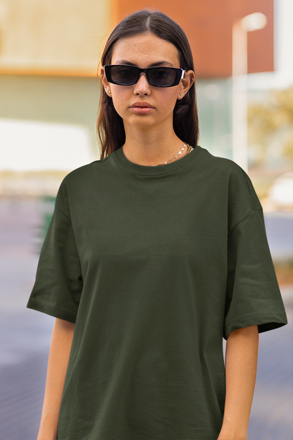 Olive Green Oversized Fit Unisex Tshirt - BURBENT®