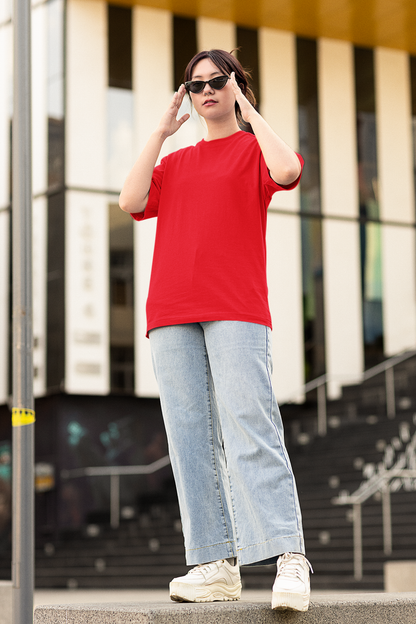 Red Oversized Fit Unisex Tshirt - BURBENT®