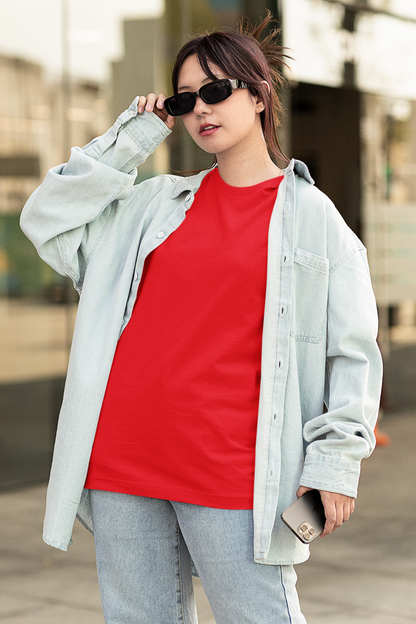 Red Oversized Fit Unisex Tshirt - BURBENT®
