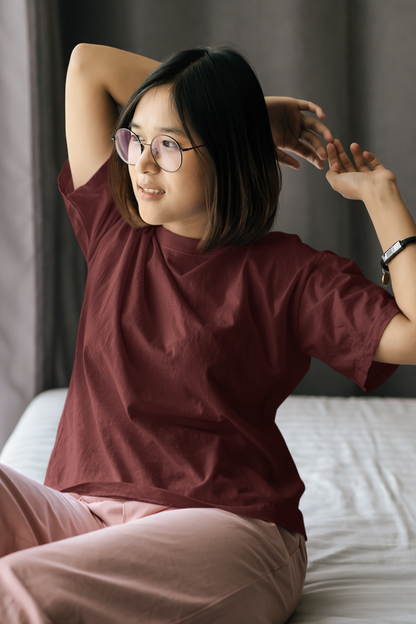 Maroon Oversized Fit Unisex Tshirt - BURBENT®