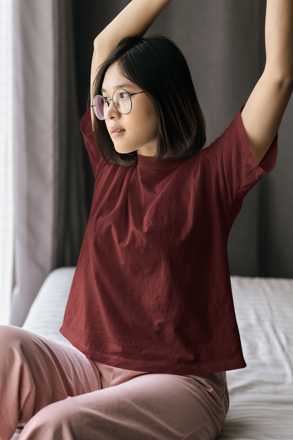 Maroon Oversized Fit Unisex Tshirt - BURBENT®