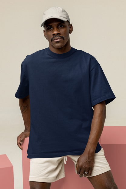 Navy Blue Oversized Fit Unisex Tshirt - BURBENT®