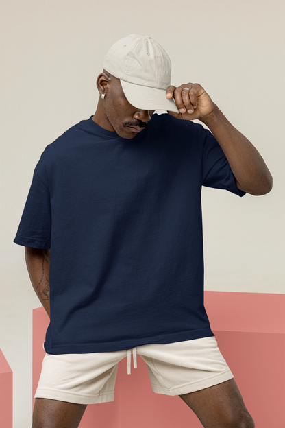 Navy Blue Oversized Fit Unisex Tshirt - BURBENT®
