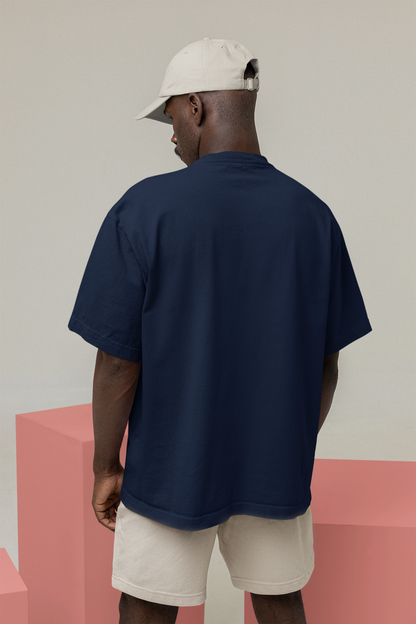 Navy Blue Oversized Fit Unisex Tshirt - BURBENT®
