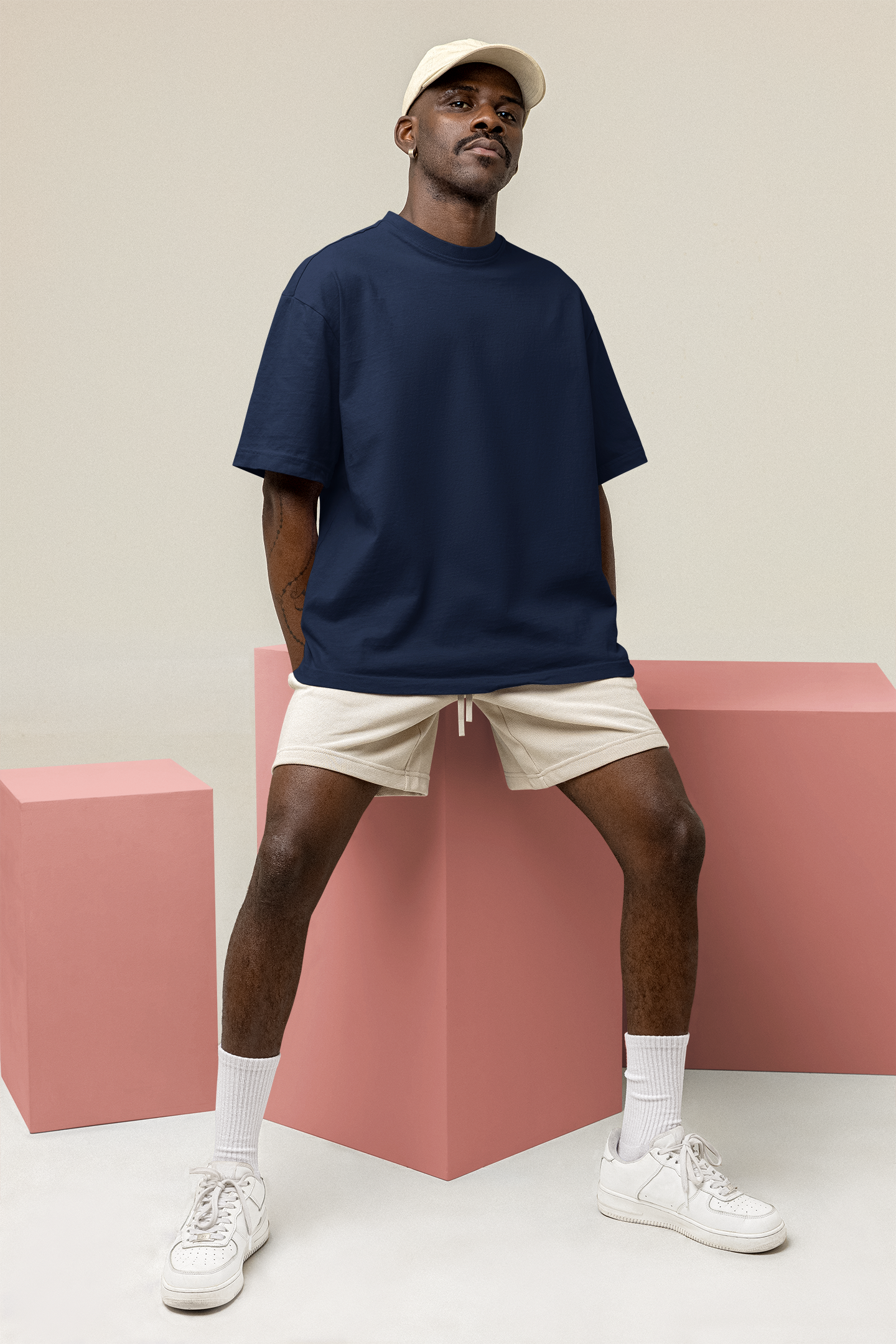 Navy Blue Oversized Fit Unisex Tshirt - BURBENT®