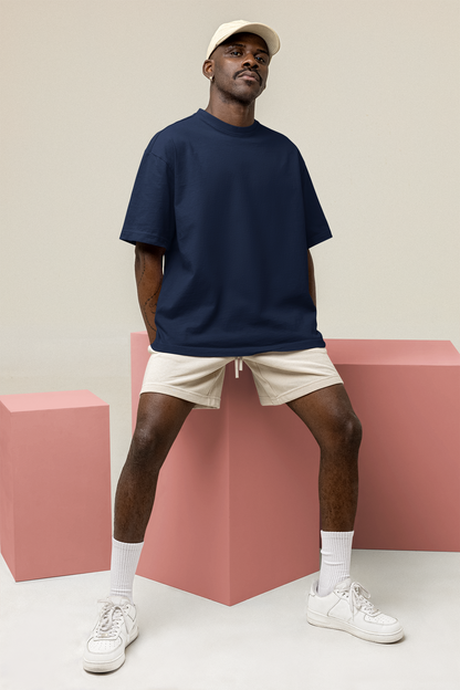 Navy Blue Oversized Fit Unisex Tshirt - BURBENT®