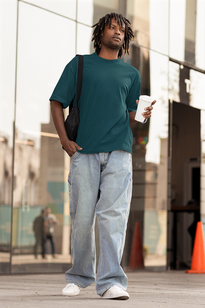 Petrol Blue Oversized Fit Unisex Tshirt - BURBENT®