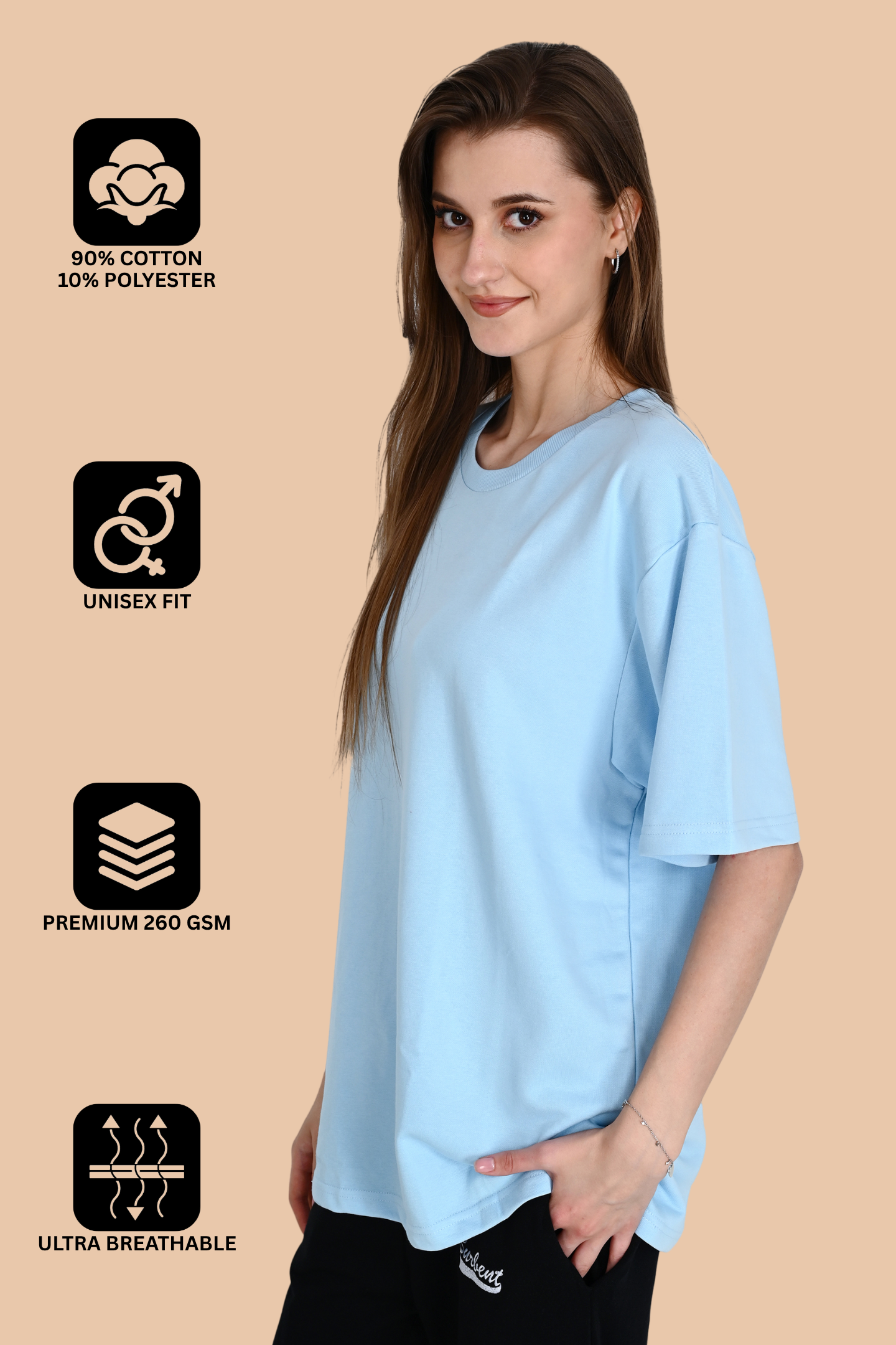Powder Blue Unisex Oversized French Terry T-Shirt