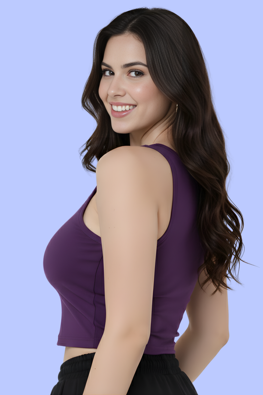 Purple Cotton Crop Tank Top