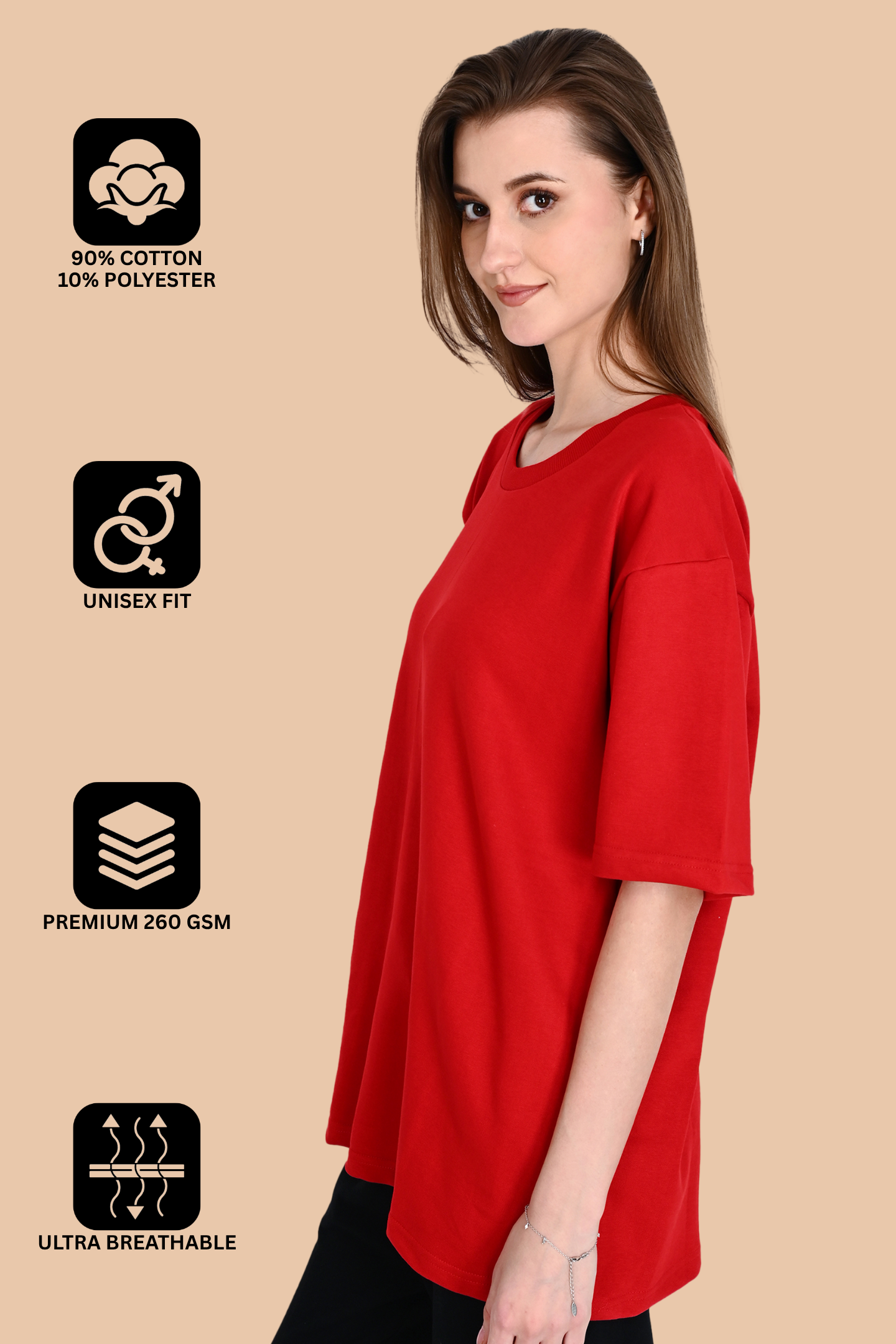 Red Unisex Oversized French Terry T-Shirt