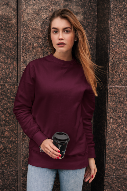 Maroon Unisex Crew Neck Sweatshirt - BURBENT®