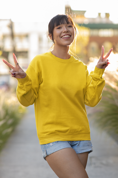 Mustard Yellow Unisex Crew Neck Sweatshirt - BURBENT®