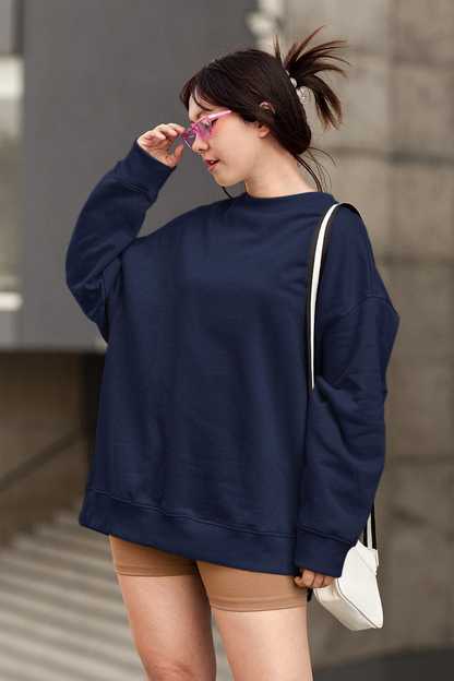Navy Blue Unisex Crew Neck Sweatshirt - BURBENT®