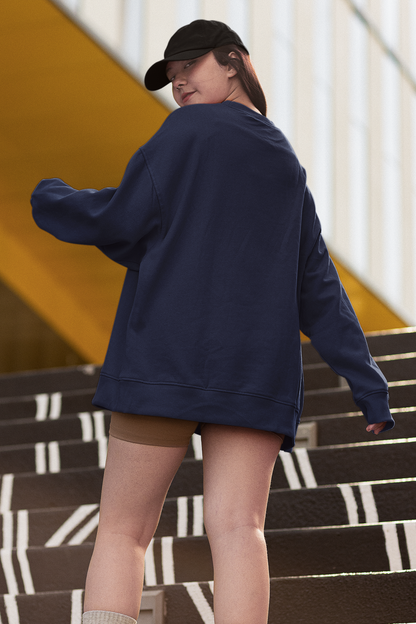 Navy Blue Unisex Crew Neck Sweatshirt - BURBENT®