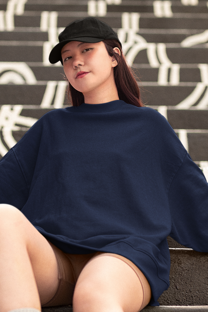 Navy Blue Unisex Crew Neck Sweatshirt - BURBENT®