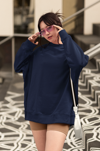 Navy Blue Unisex Crew Neck Sweatshirt - BURBENT®