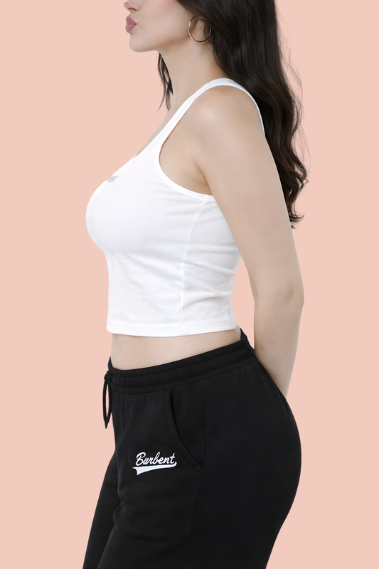 White Cotton Crop Tank Top