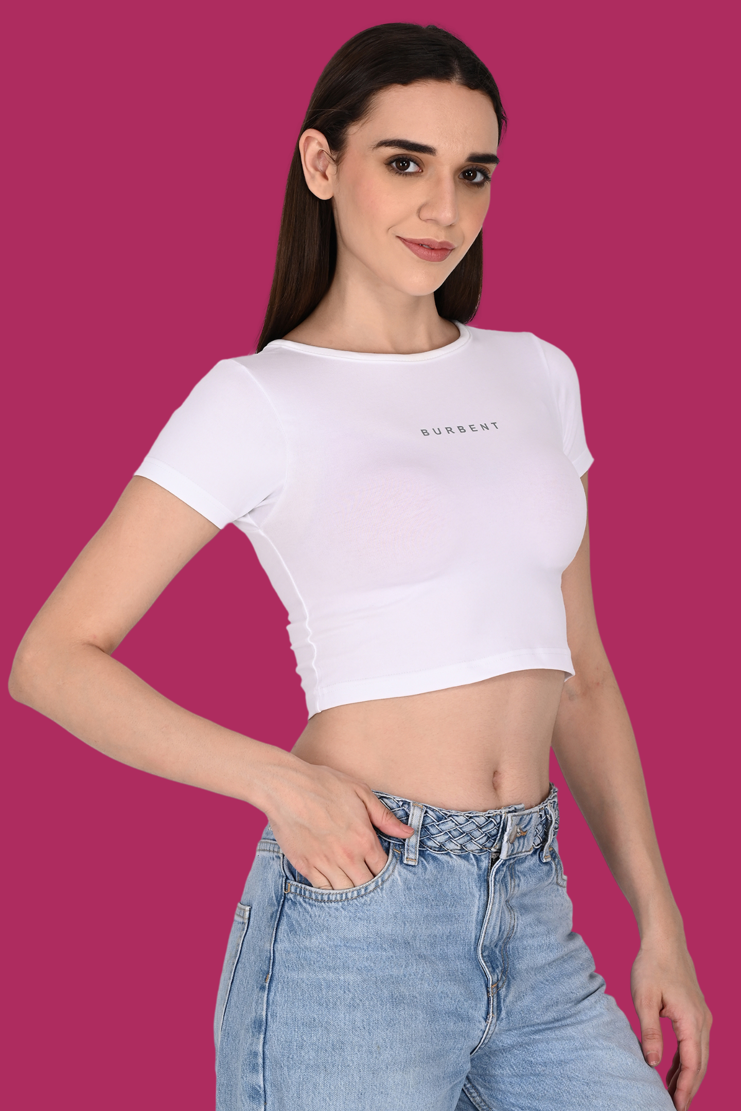 White Fitted Crop Tee for Women