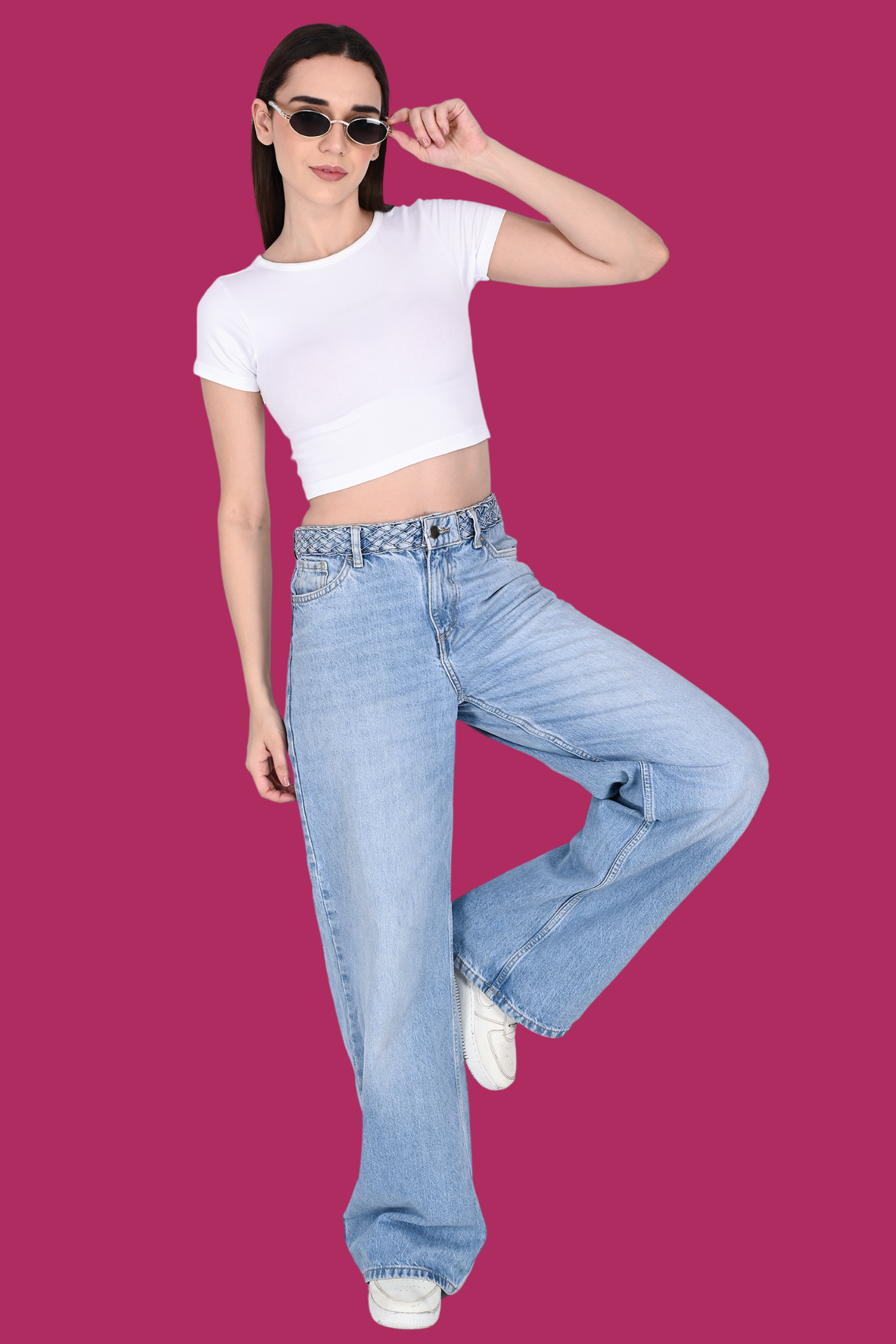 White Fitted Crop Tee