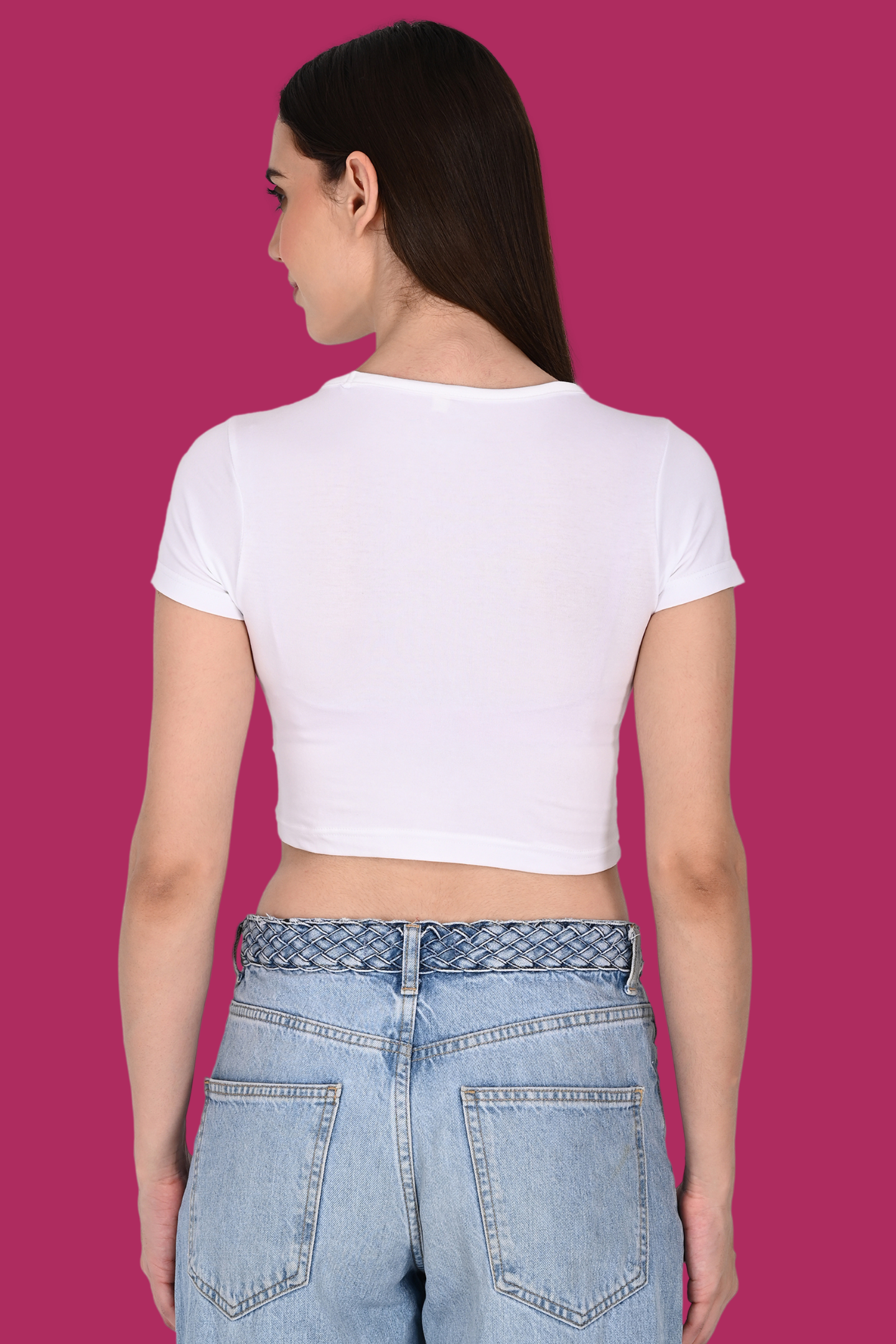 White Fitted Crop Tee for Women